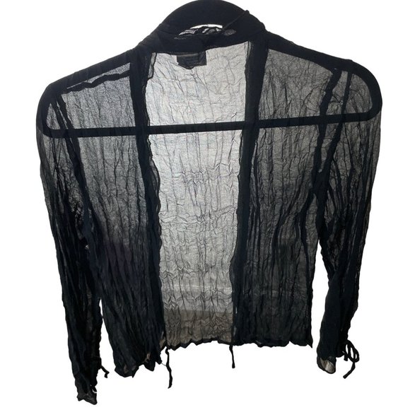 Samson Black lightweight jacket sheer with front tie and cuff ties - Picture 6 of 6